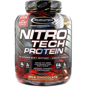Muscletech ニトロテックホエイペプチドとアイソレート プライマリーソース(Muscletech NitroTech Whey Peptides＆Isolate Primary Source)4.00 lbs (1.81 kg)