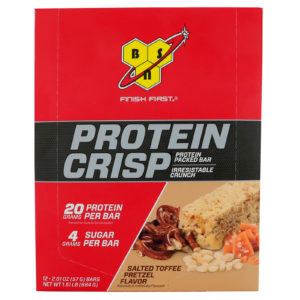 BSN Protein Crisp（プロテインクリスプ） パック入りプロテインバー 塩味タフィープレッツェル 12本 57g