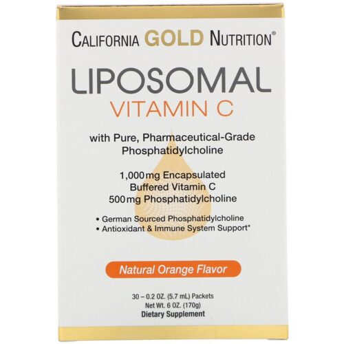 California Gold Nutrition リポソームビタミンC 天然オレンジ風味 1,000mg 30袋 各5.7ml（0.2オンス）